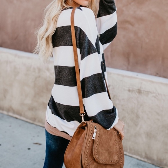 NWT Colorblock Striped Pullover Sweatshirt Sweater - Picture 8 of 8